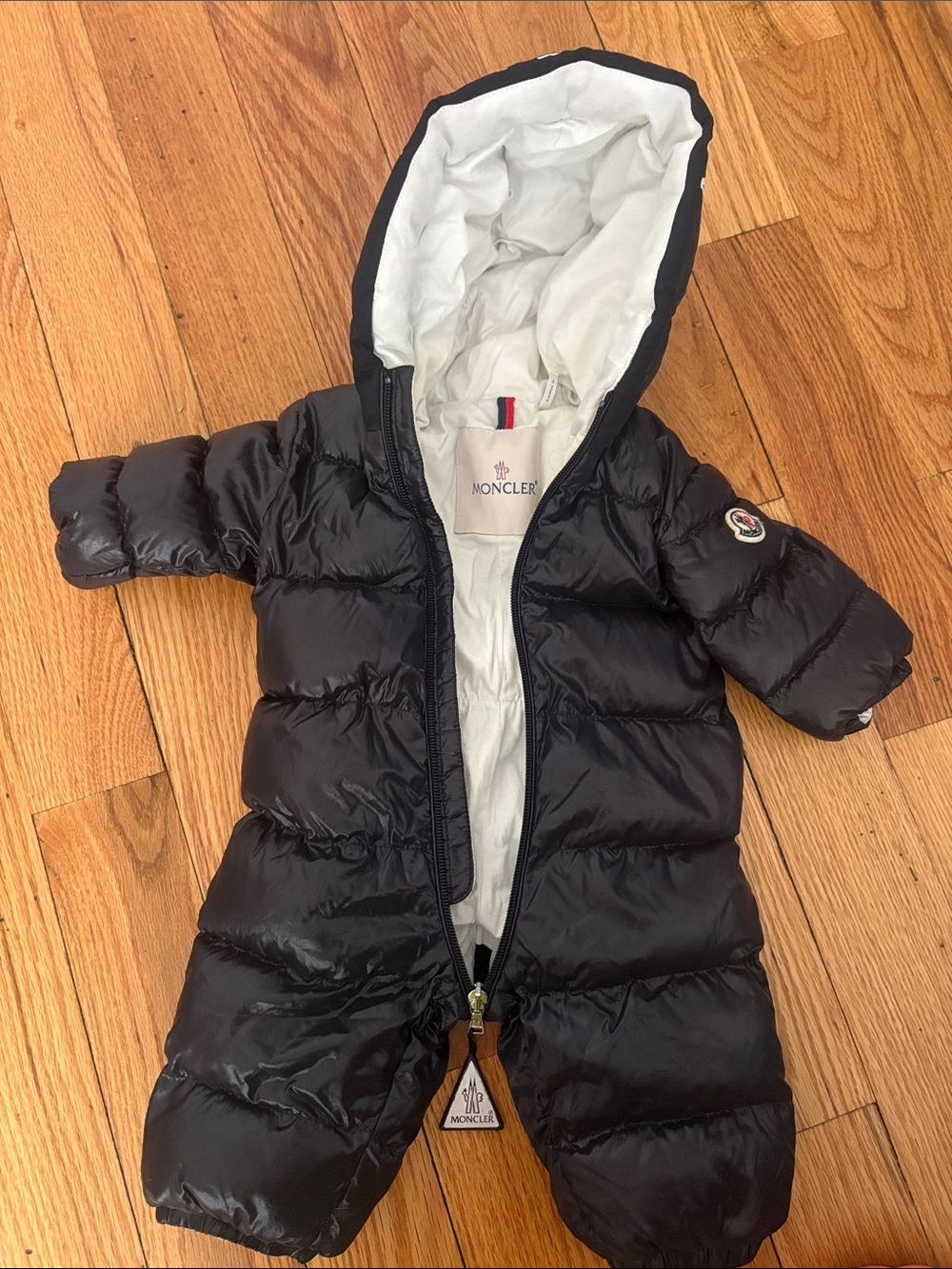 Moncler Black and White Quilted Down Jacket Snowsuit